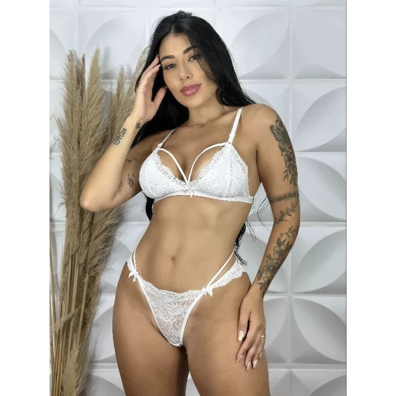 Conjunto Feminina Sexy Renda Lingerie Mirian