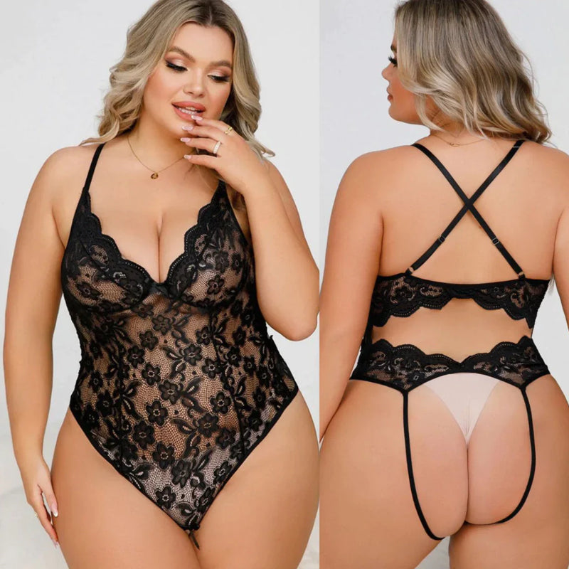 Lingerie Plus Size Rendada Body Sedução Luxo